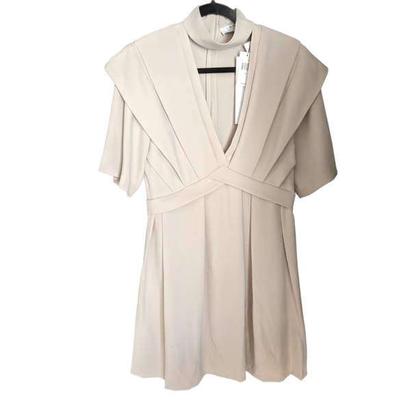 NWT IRO Didje V Neck Choker Cocktail Dress Beige - Picture 3 of 3